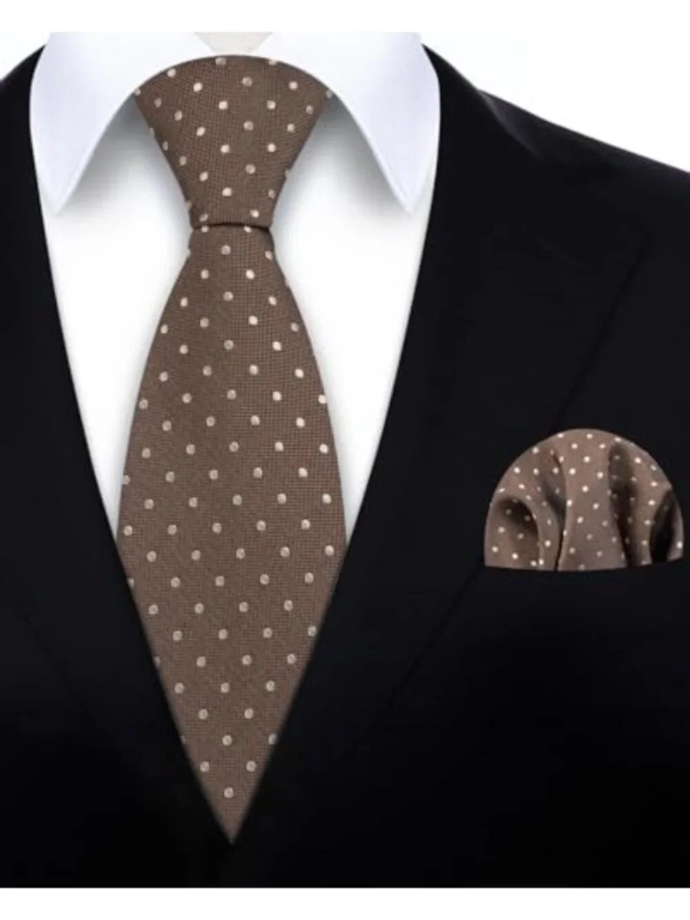 Polka Dot Tie & Pocket Square Set Men Silk Blend Woven Formal Necktie